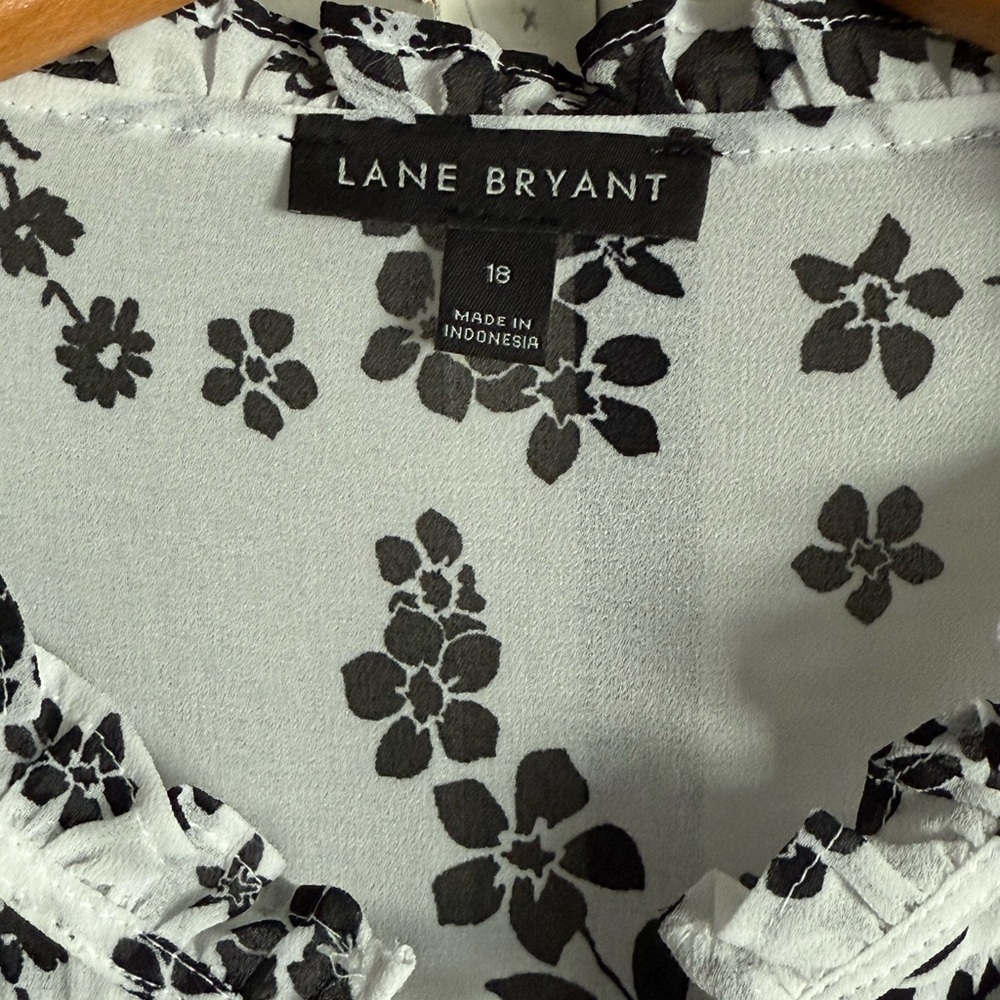 Lane Bryant Black and White Floral Blouse - Picture 2 of 9